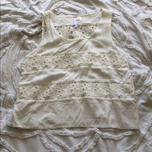 Alya white crop top with scoopneck & lace stripes